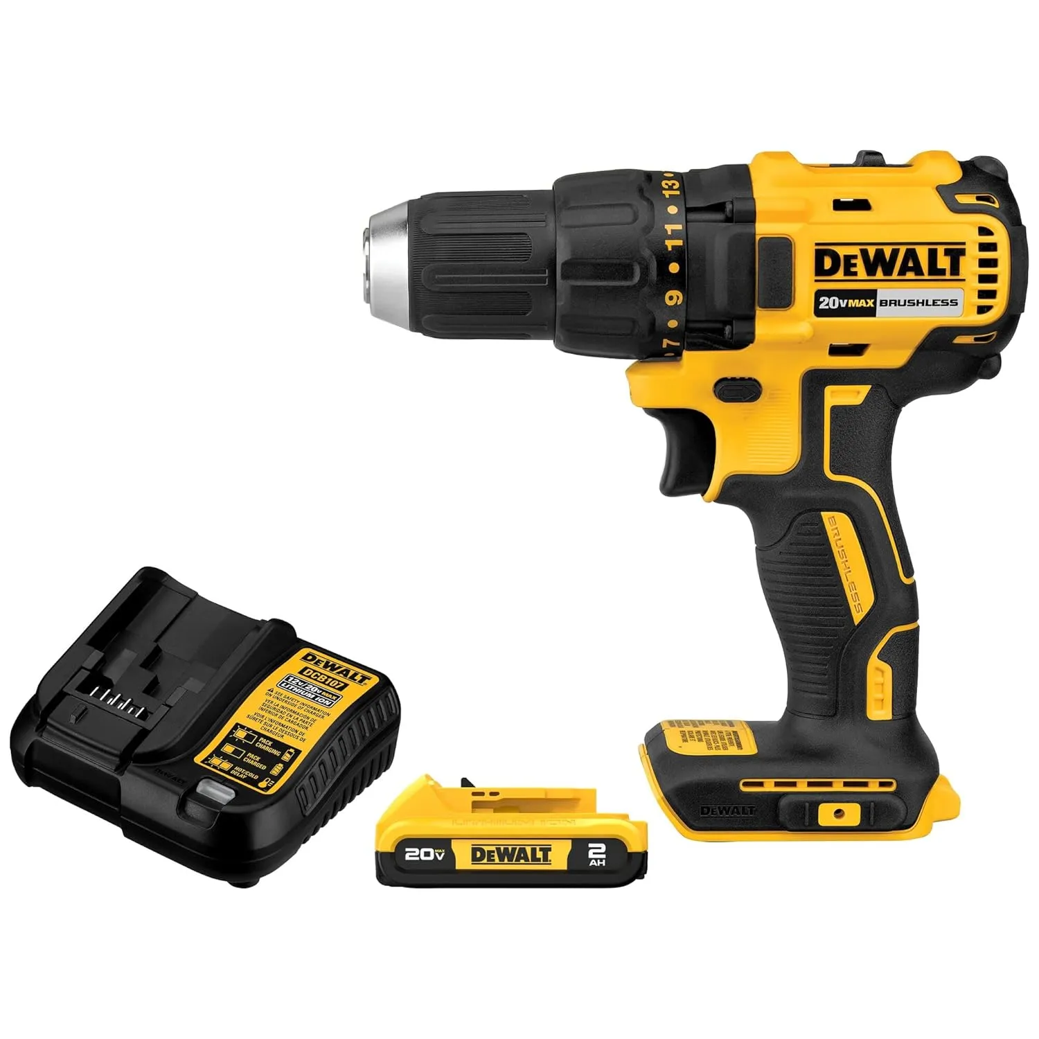 DEWALT 20V MAX XR Cordless Drill Kit with 1/2-Inch Brushless Drill, Battery, and Charger