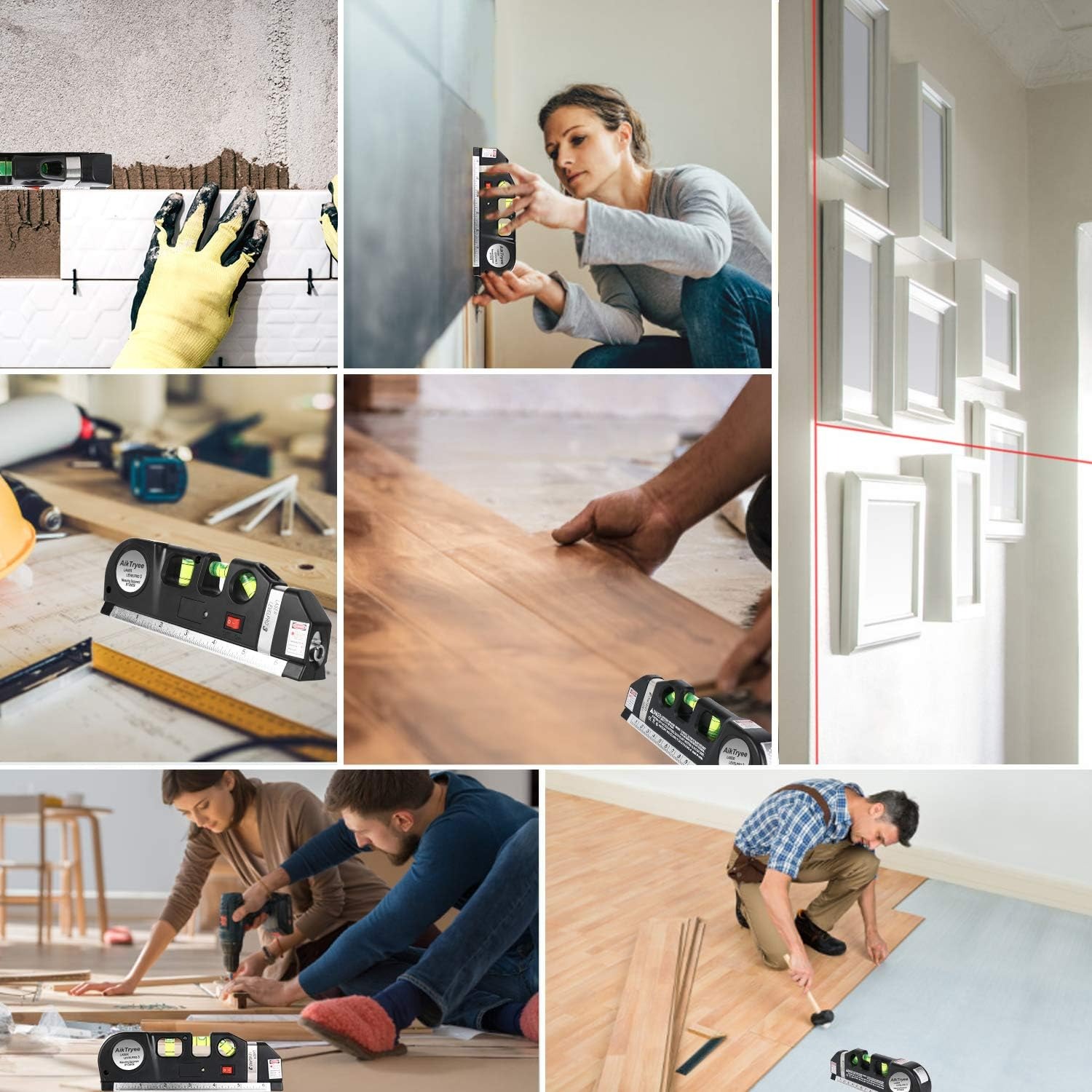 AikTryee Precision Cross Line Laser Level Tool – Multipurpose 8ft Measuring Kit - Image 4