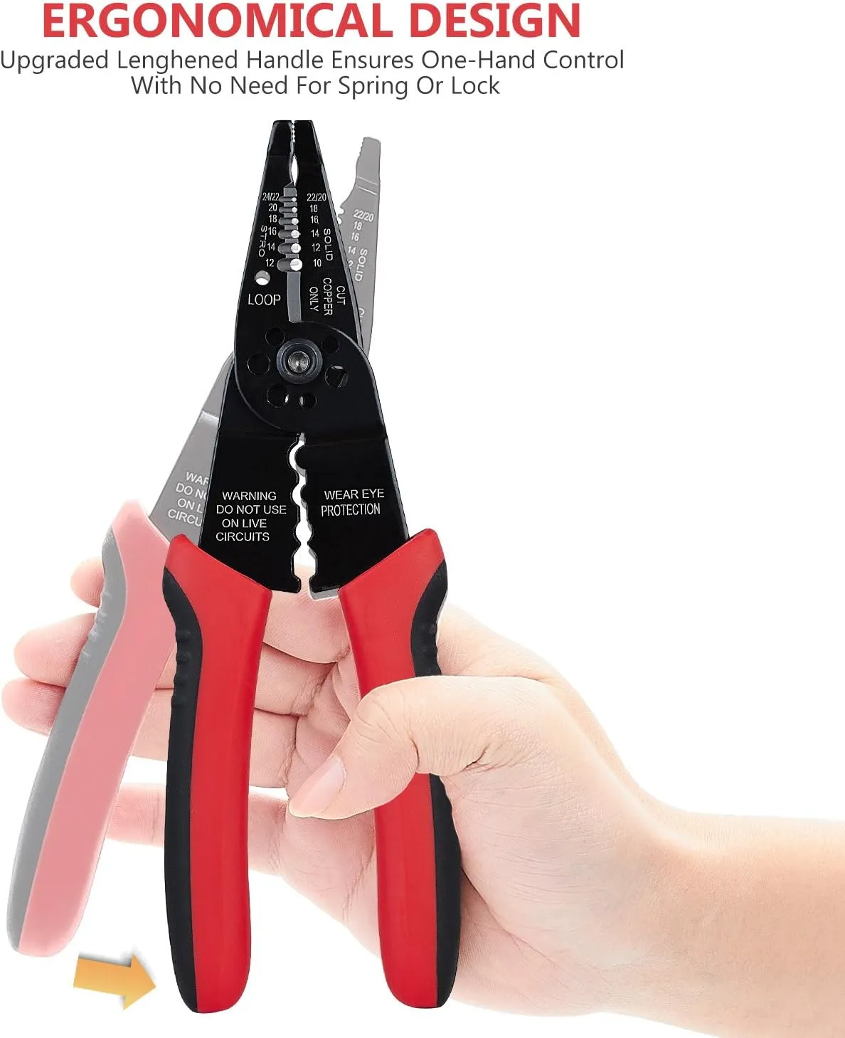 WGGE 8" Professional Wire Stripping and Crimping Tool for Electrical Work