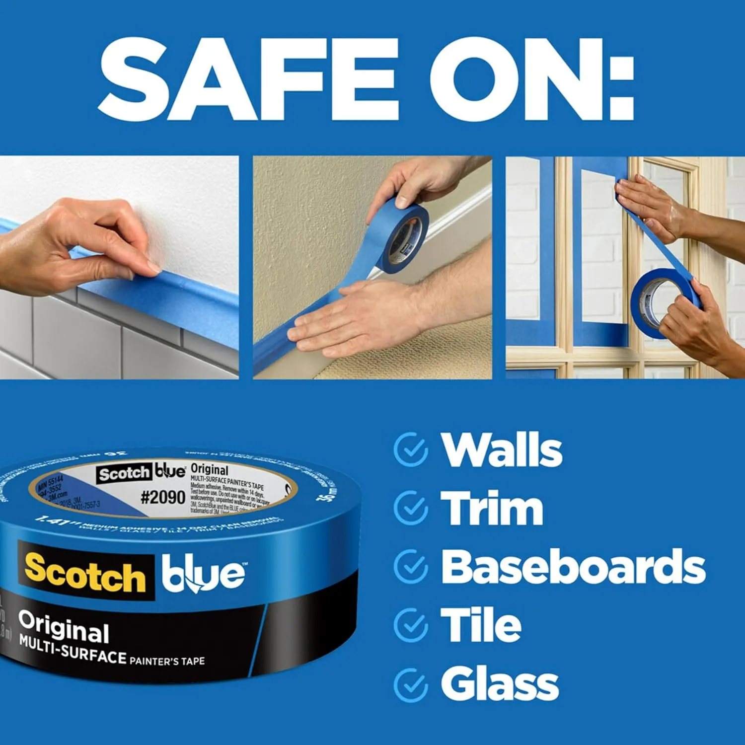 ScotchBlue 4-Pack Multi-Surface Painter's Tape – 1.88" x 60 Yards, Blue - Image 4